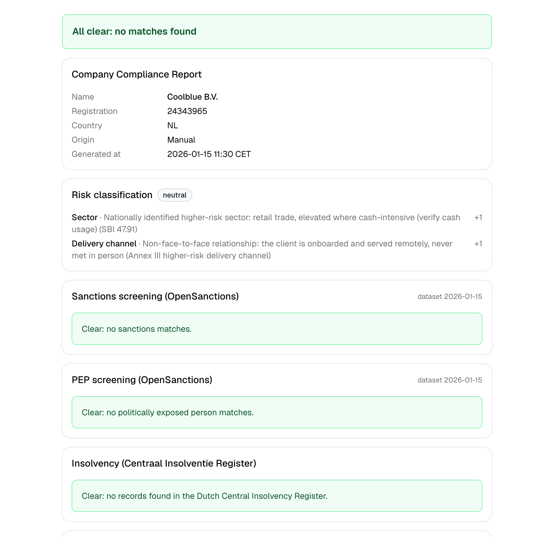 Cloudpliant-bedrijfsrapport met gegevens uit het Handelsregister van de KvK